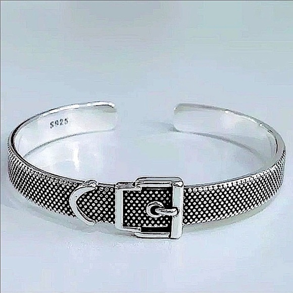 Sterling Silver Buckle Bangle Bracelet Ring Set - Picture 3 of 8